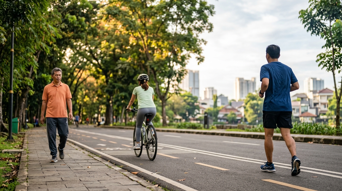 Olahraga untuk gaya hidup sehat tak perlu ekstrem. Lima olahraga ringan tapi rutin bisa jadi pilihan dari lari santai hingga jalan kaki, yang efektif jangka panjang/Ilustrasi: Kurvanewscom